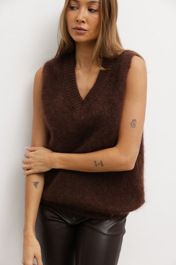 Joey Kamizelka Moherowa Brązowa