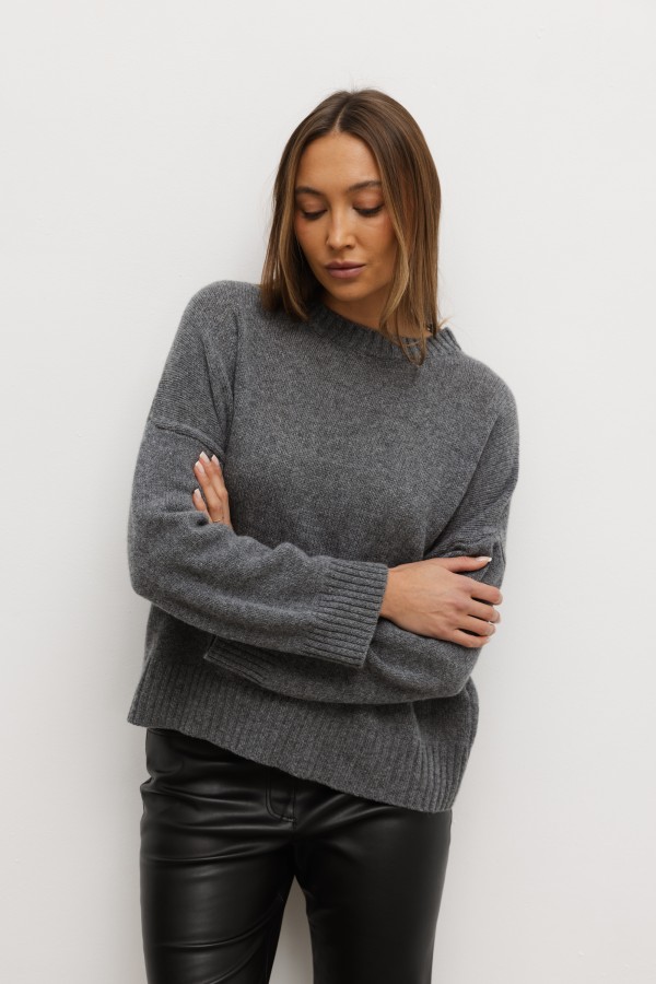 Dustin Sweter Z Wełny Merino Gray