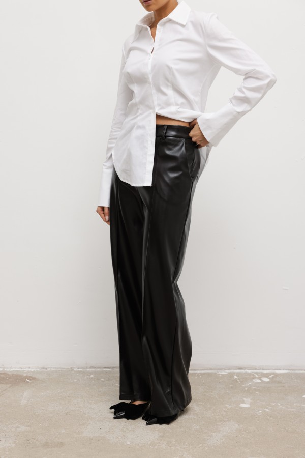 647 Faux Leather Trousers Black