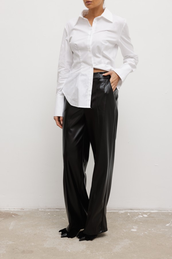 647 Spodnie Z Eko Skóry Czarne