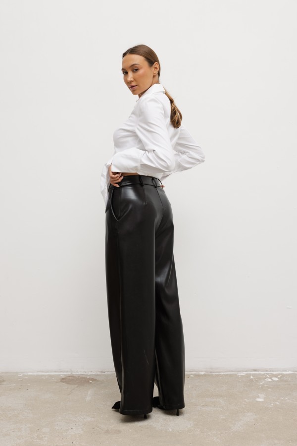 647 Faux Leather Trousers Black
