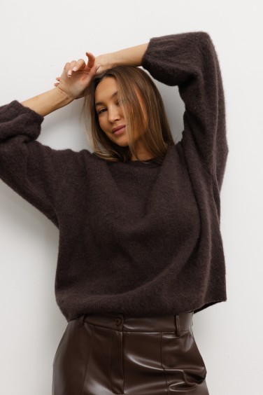Maison Sweter Z Alpaki Brązowy