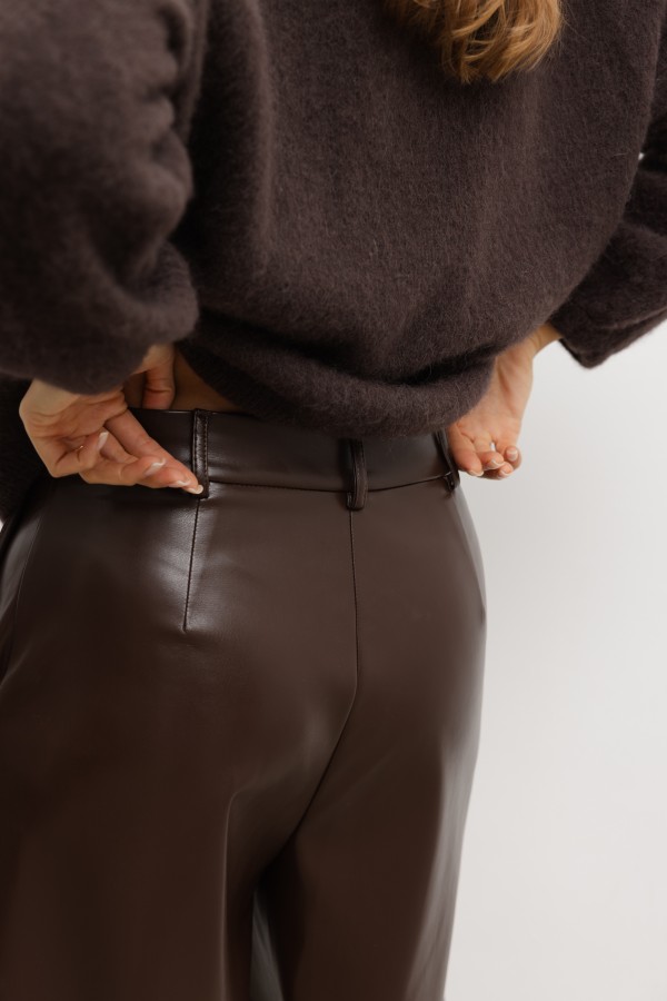 647 Faux Leather Trousers Brown