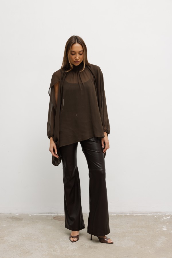 Aurora Tie Blouse Brown