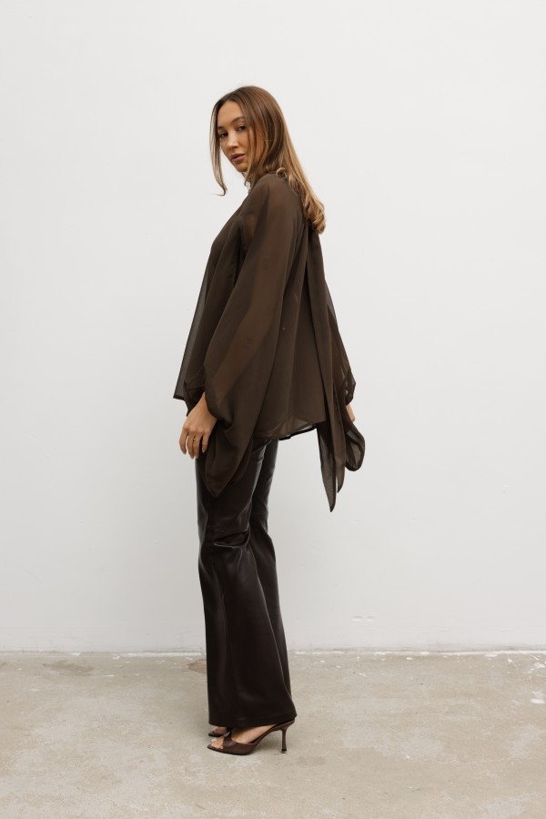 Aurora Tie Blouse Brown