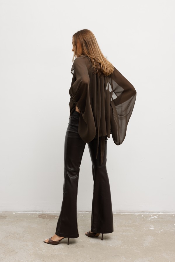 Aurora Tie Blouse Brown