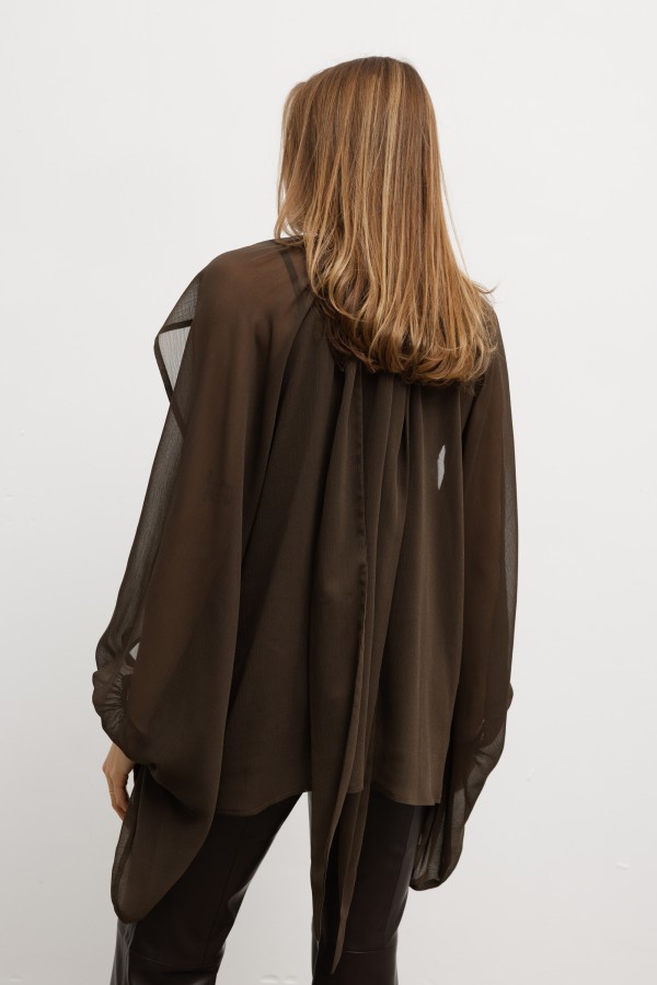 Aurora Tie Blouse Brown