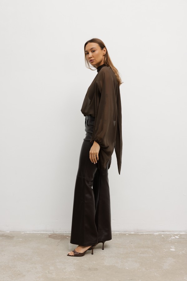 Aurora Tie Blouse Brown