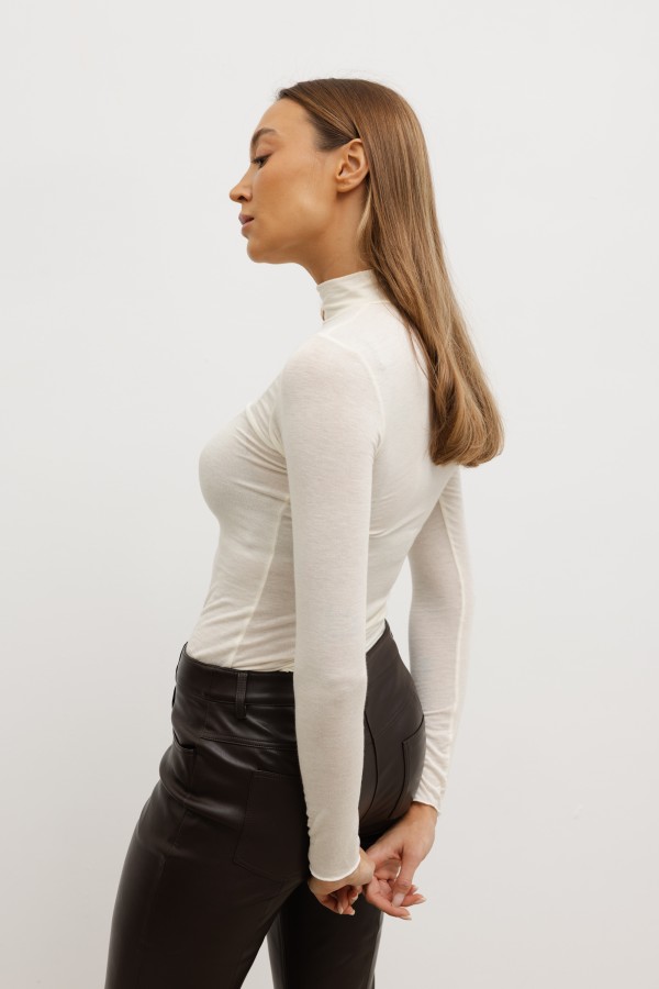 Lili Mock-Neck Blouse Cream