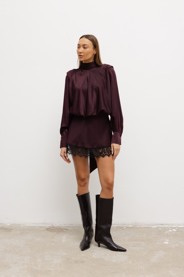 Andrea Satin Dress Wine