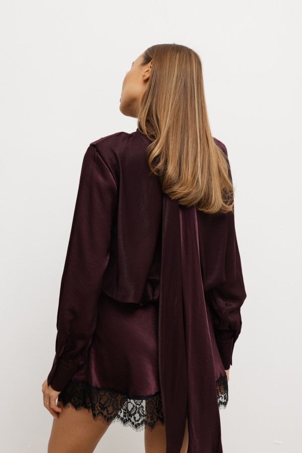 Andrea Satin Dress Wine