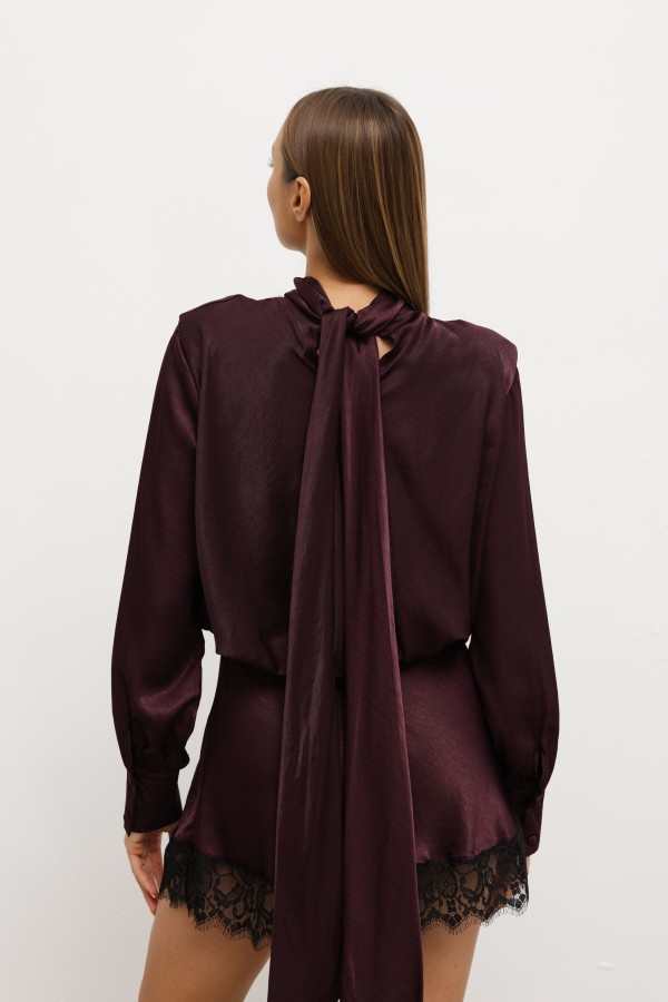 Andrea Satin Dress Wine