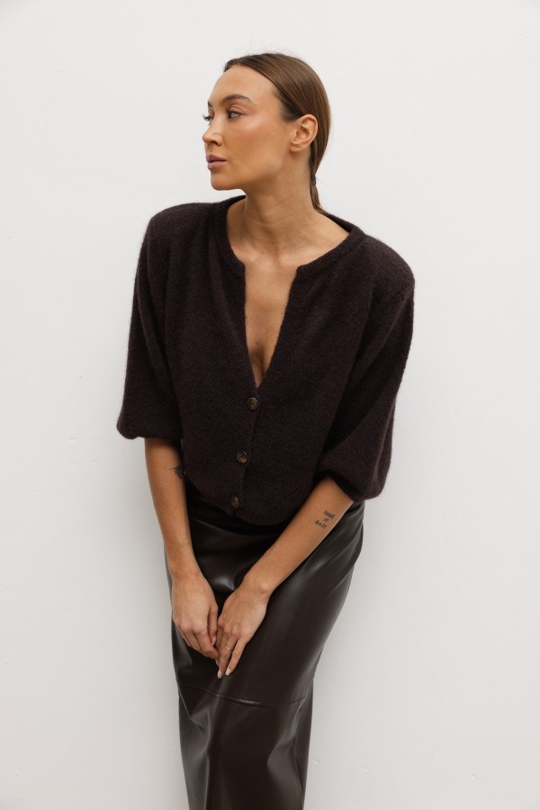 Marcella Faux Leather Skirt Brown