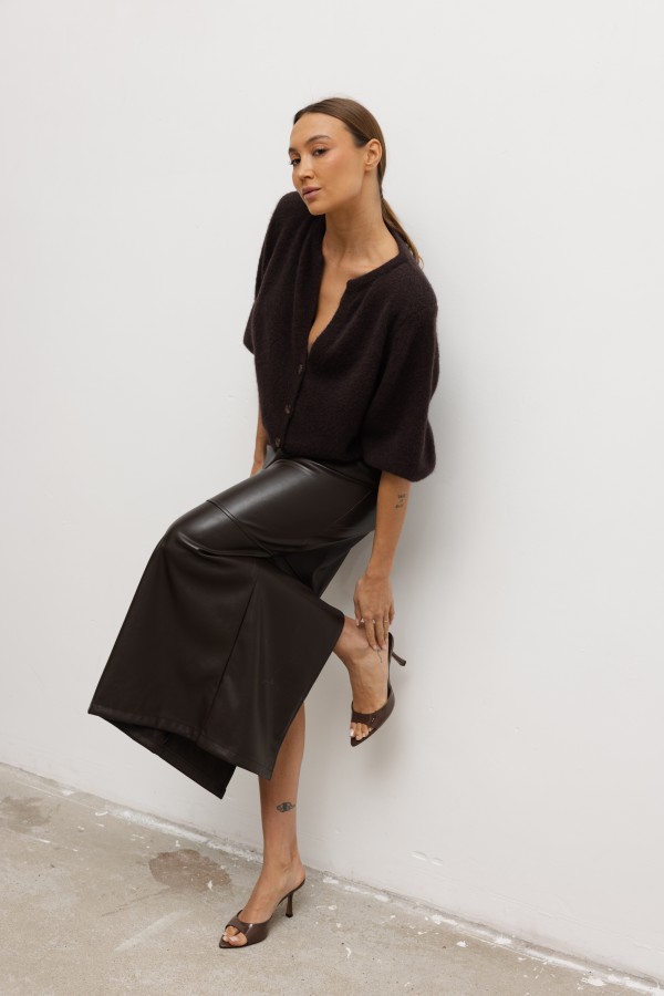 Marcella Faux Leather Skirt Brown