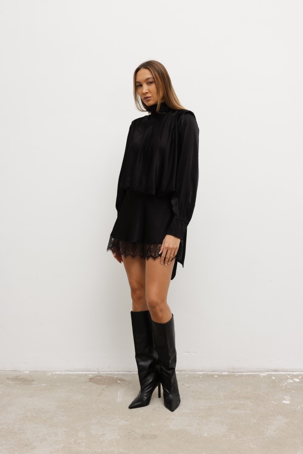 Andrea Satin Dress Black