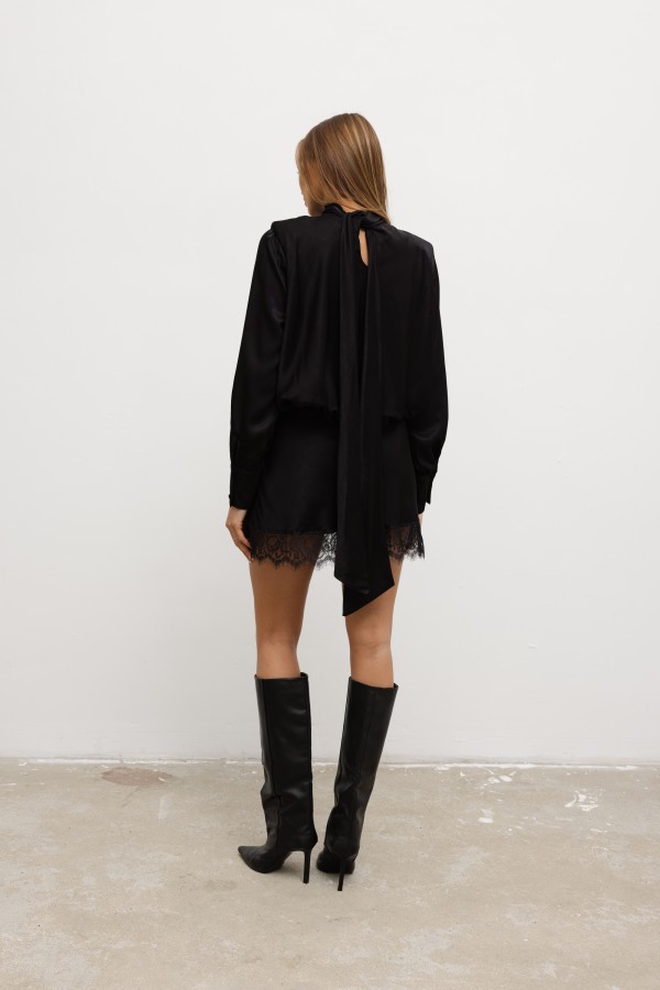Andrea Satin Dress Black