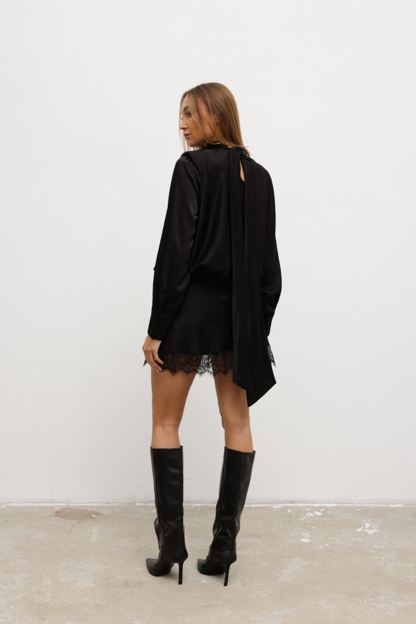 Andrea Satin Dress Black