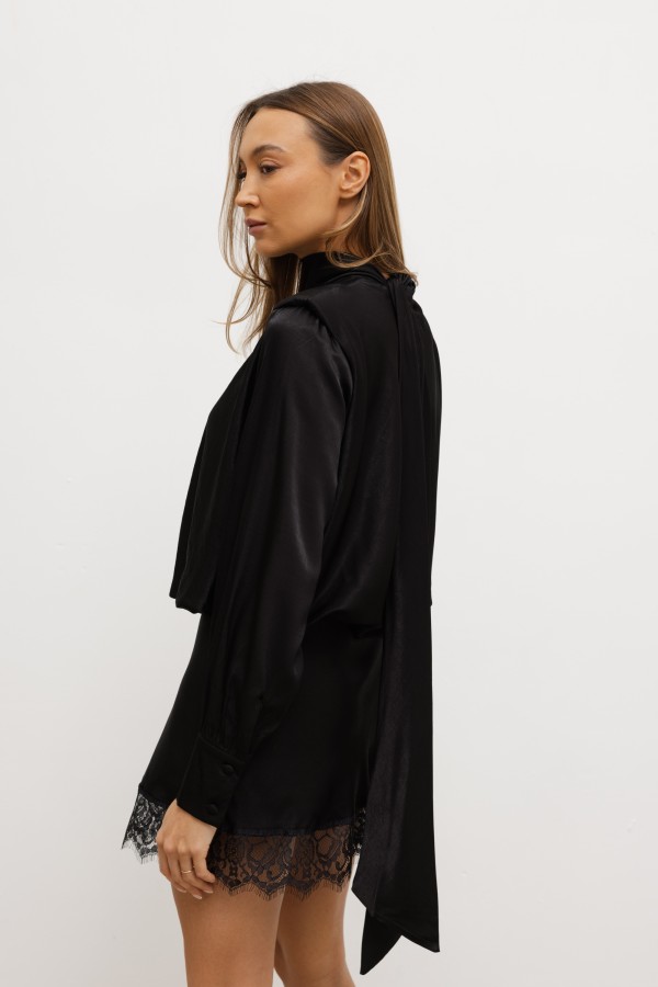 Andrea Satin Dress Black