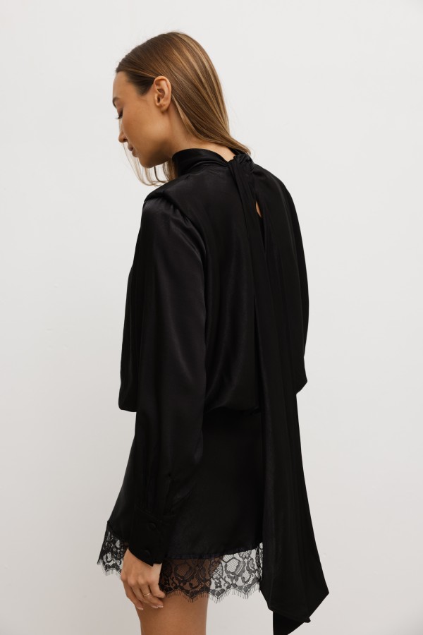 Andrea Satin Dress Black