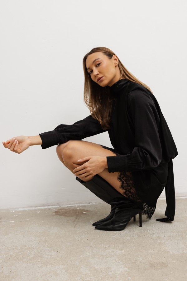 Andrea Satin Dress Black
