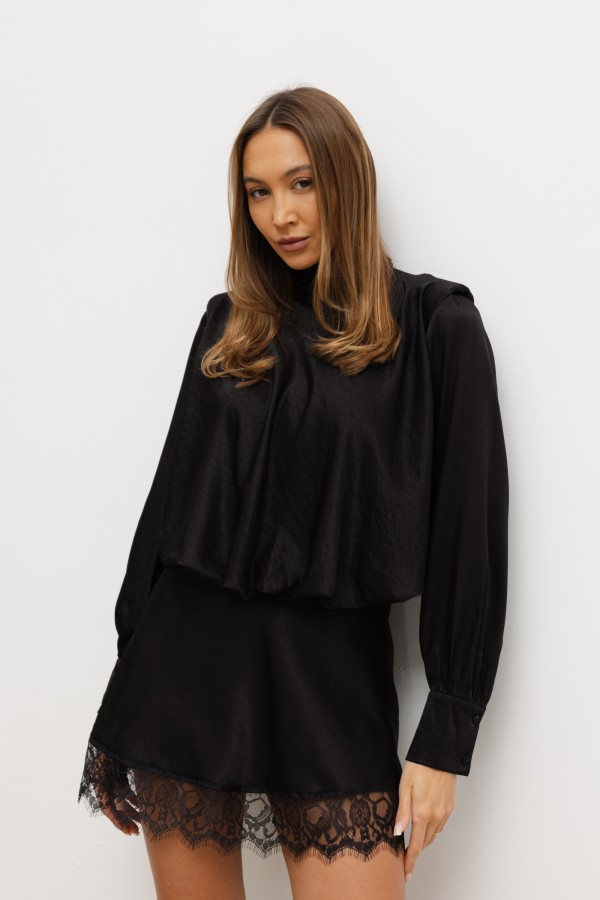 Andrea Satin Dress Black