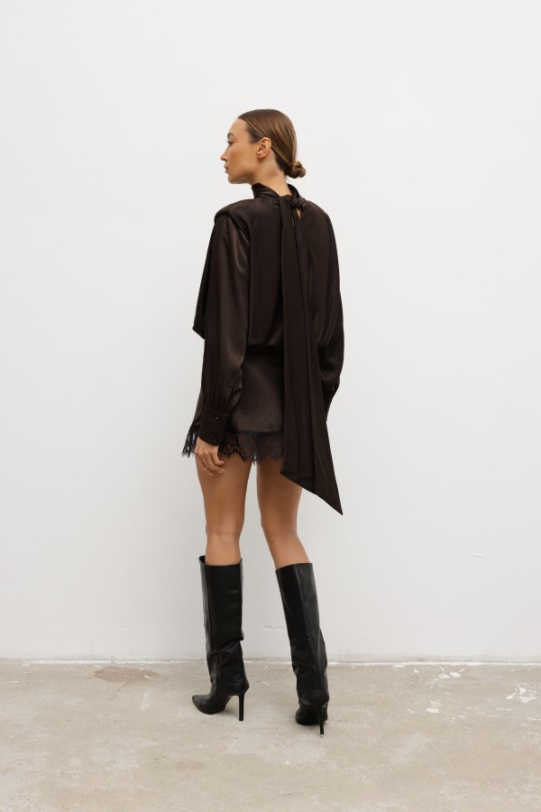 Andrea Satin Dress Brown