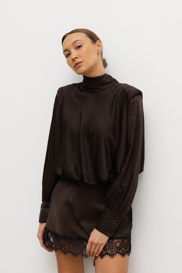 Andrea Satin Dress Brown