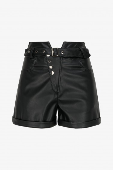 TR8167 Faux Leather Shorts...