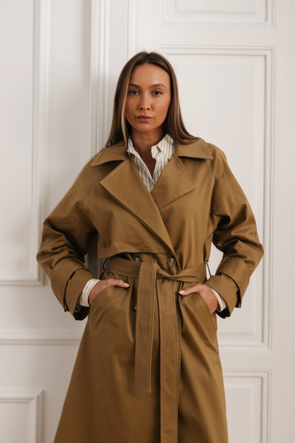 Camel trench coat LD5115, Italian | Butik Lorenzo