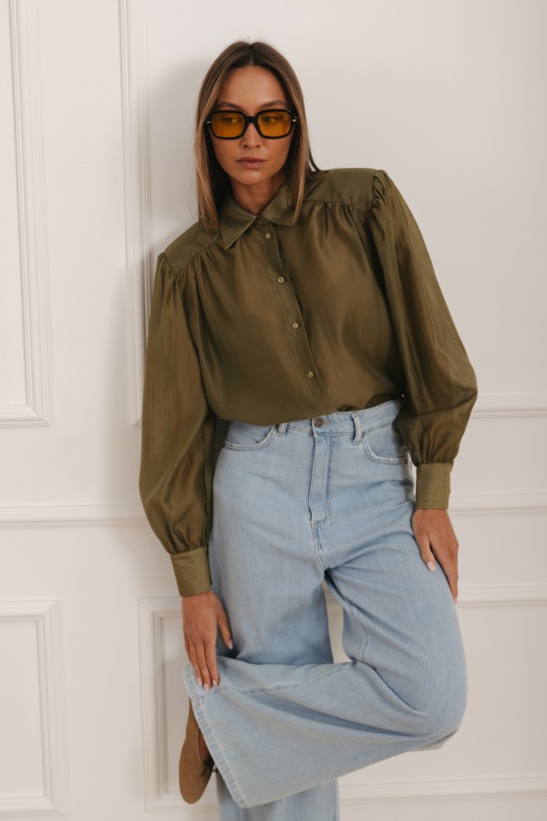 Shelly Koszula Lniana Khaki