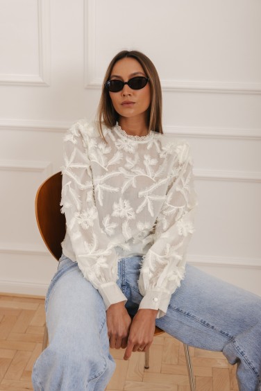 Lorena Bluzka Z Haftem Cream
