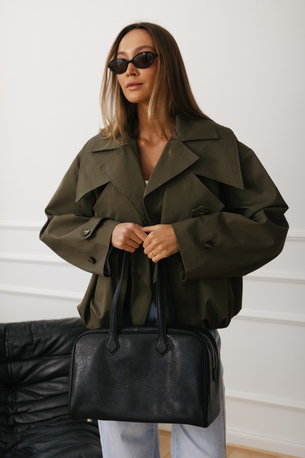Leather Bowler Bag Black