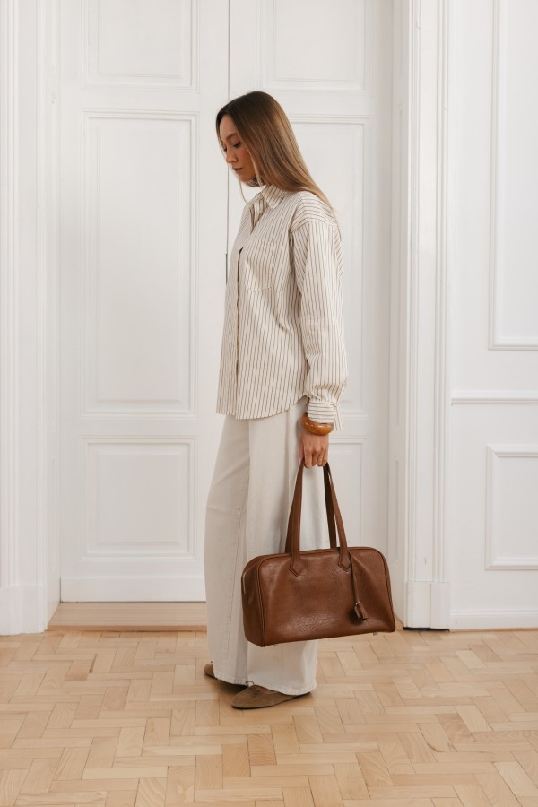 Skórzana Torebka Typu Kuferek Camel