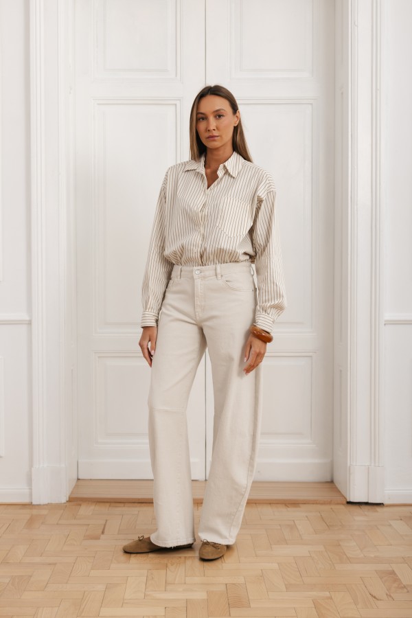 W3717 Barrel Jeans Cream