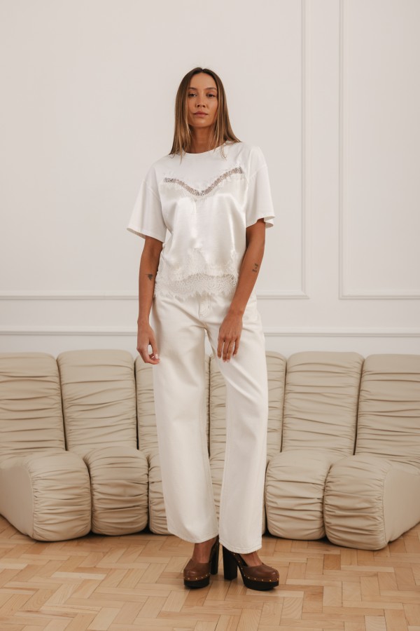 Molly Bluzka Z Koronką Ecru