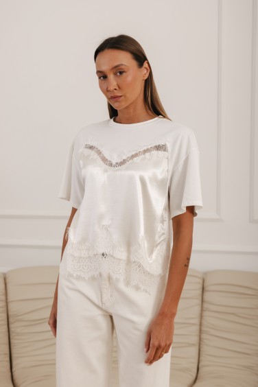 Molly Bluzka Z Koronką Ecru
