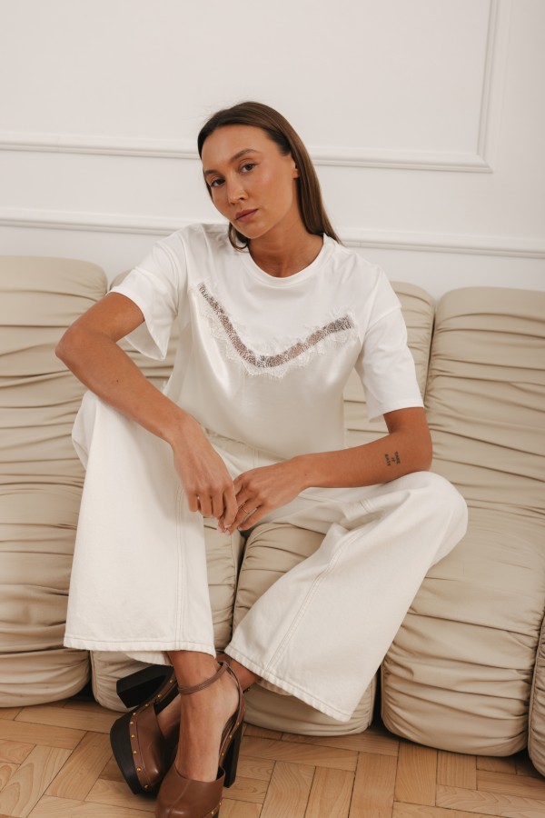 Molly Bluzka Z Koronką Ecru