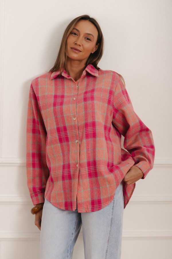 Moon Koszula W Kratę Pink