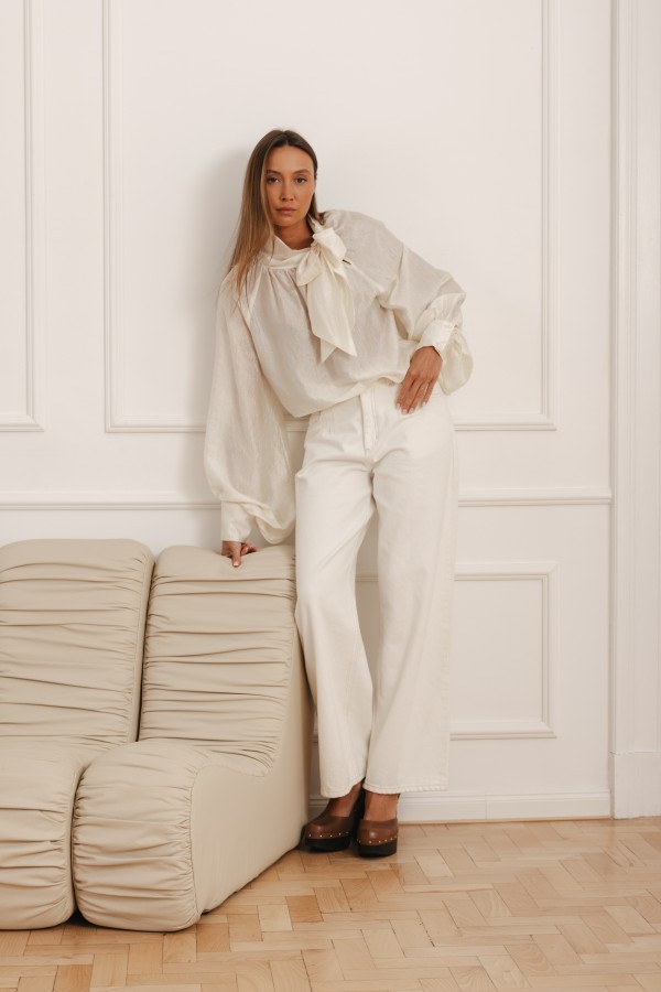 Sara Tie Blouse Cream