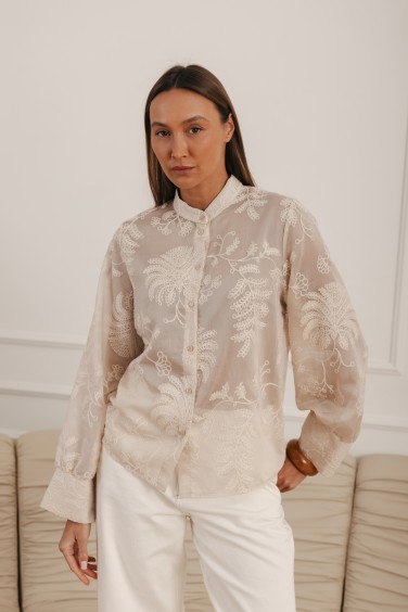 Blanka Koszula Z Haftami Beż