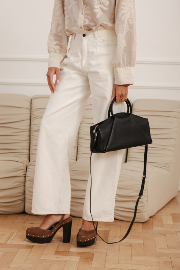 Skórzana Torebka Z Podwójną Rączką Coffe