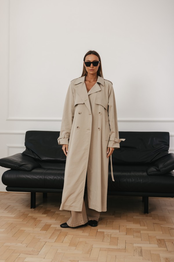 Leonardo Long Trench Coat Beige