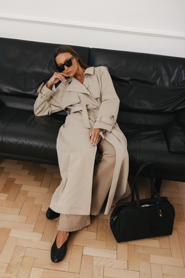 Leonardo Długi Trencz Beżowy