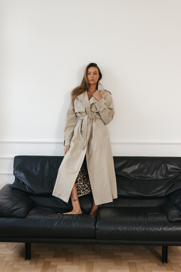 Leonardo Długi Trencz Beżowy