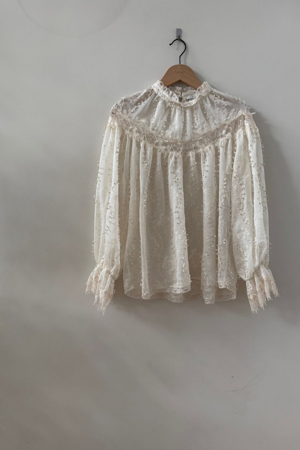 Lena Bluzka Z Haftem Cream