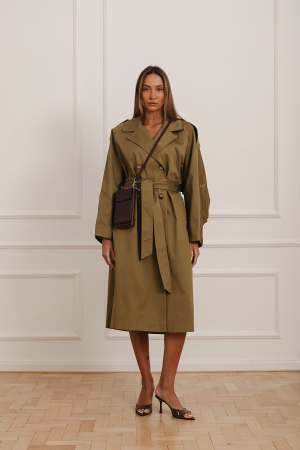 LD5129 Długi Płaszcz Olive