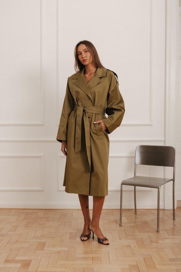 LD5129 Długi Płaszcz Olive