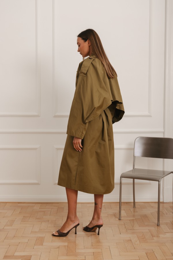 LD5129 Długi Płaszcz Olive