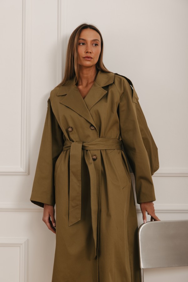 LD5129 Długi Płaszcz Olive