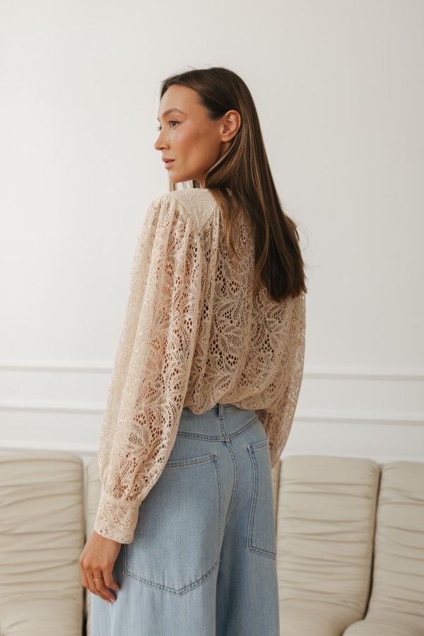Claudia Tie Blouse Beige